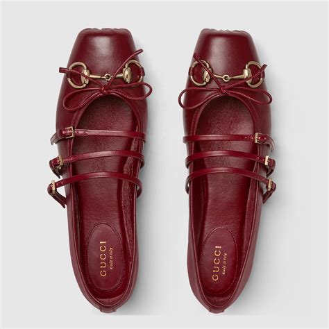 Women's Gucci Horsebit ballet flat in Red Leather 